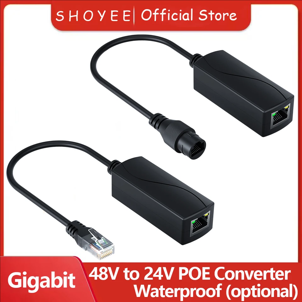 기가비트 PoE 48V ~ 24V PoE 변환기, RJ45 포트 출력 24V/1A, 패시브 24V 장치용 IEEE802.3af/at