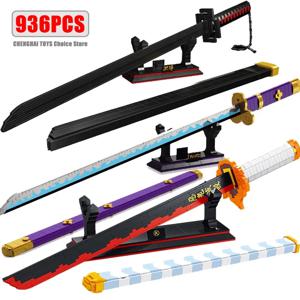 1478PCS 악마 슬레이어 Uzui Tengen 검 애니메이션 닌자 빌딩 블록 칼 무기 장난감 Katana 모델 어린이를위한 벽돌 선물 조립
