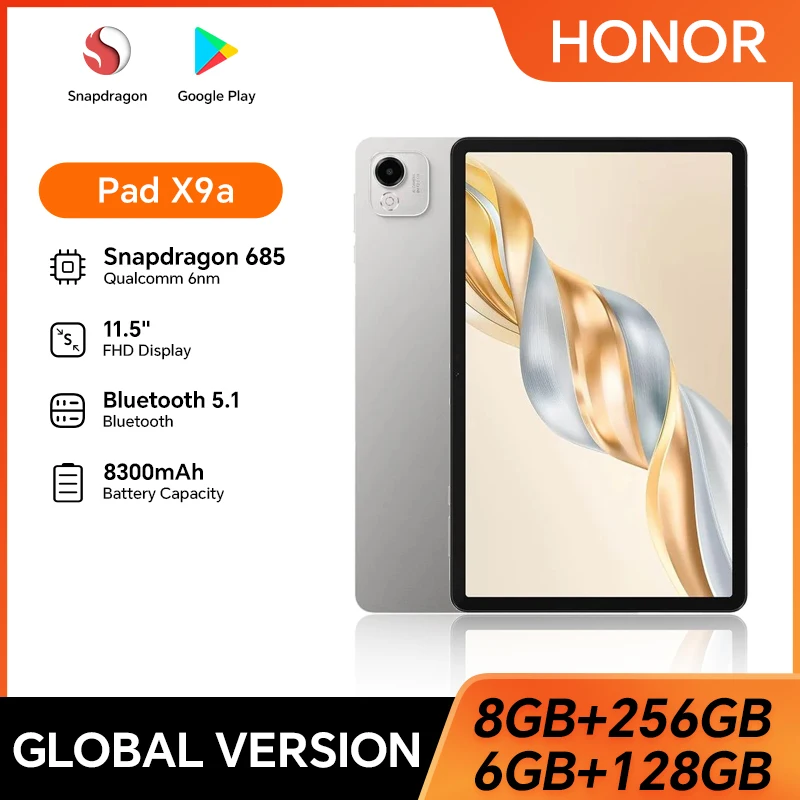 글로벌 버전 HONOR Pad X9a 6GB+128GB/8GB+256GB 11.5인치 2.5K 120Hz LCD 화면 8300mAh 배터리 35W 슈퍼차지 WiFi 안드로이드 15