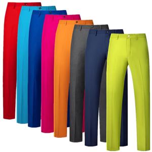 새로운 남성 솔리드 컬러 정장 바지 블랙/레드/로얄 블루 옴므 웨딩 사무실 사회 슬림 피트 바지