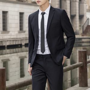남자의 고품질 전문 비즈니스 정장 솔리드 컬러 캐주얼 투피스 세트 패션 웨딩 잘 생긴 바지 포함