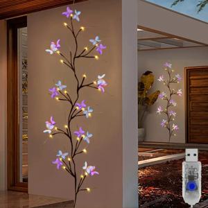 1pc 30LED 마법의 버드나무 포도 나무 빛 나비 USB 전원 8 조명 모드 실내 실외 방수 포도 나무 조명 적합