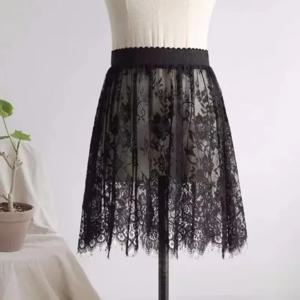 패션 투명 섹시한 레이스 메쉬 스커트 우아한 2 길이 미디 스커트 레이스 탄성 높은 허리 Tulle 미니 스커트 숙녀