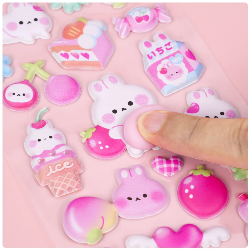 2 개/몫 크리 에이 티브 동물 파티 부드러운 푹신한 3D 스티커 Scrapbooking Diy 저널 편지지 스티커 데코 학교 사무 용품