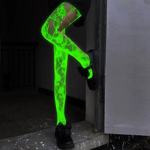 여자 어둠 속에서 빛나는 Fishnet 꽉 로즈 패턴 Fishnet 스타킹 빛나는 Fishnet 할로윈 파티 축제 복장