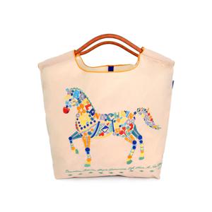 S.BEIGE FLOWER HORSE 에코백