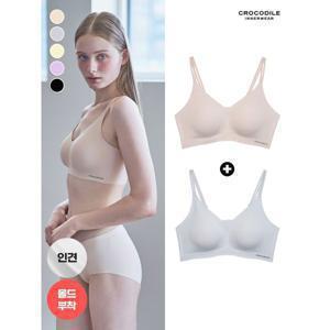 [하프클럽/크로커다일 이너웨어]라이크라 인견쉘론 몰드부착 더블스트랩 감탄브라 2종세트 택1