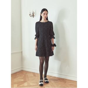 [24FW][B. my] 하트 패턴 보트넥 미니 원피스  블랙 (BF4871N115)