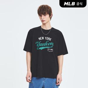 [공식] [정상가 69000원] 바시티 빈티지 그래픽 오버핏 기능성 반팔 티셔츠 NY (Black)