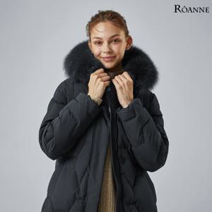 [최초가 399,000원][로안]폭스 퍼 퀼팅 다운 하프 코트