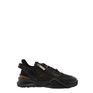 FENDI 39Fendi Flow39 사선 F 디테일 블랙 로우탑 스니커즈 in 레더 맨 7E1392AQ69F1C38