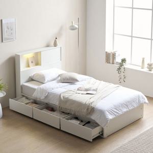 파로마 이즈 가일 LED 3서랍 빅수납침대+40T CL텍스 독립매트 SS