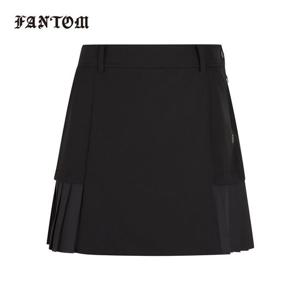 [팬텀] 여성 플리츠 포인트 밴딩 큐롯 스커트 221D3PC289_BK