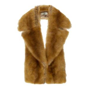 FENDI Beige Wide Scarf with Horizontal Stripes in Fur Woman FNG592AYLIF1AHL