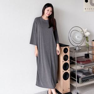 샵앤) 여성 박시 라운드 롱 원피스 ARA-WDR-3852-차콜