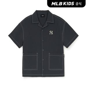 [MLB키즈 공식] 25SS 베이직 아웃도어 스티치 우븐 셔츠 NY (Charcoal Grey) 7AWSB0253-50CGS