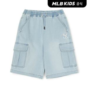 [MLB키즈 공식] 25SS 져지데님 5부 카고 팬츠 NY (L.Blue) 7ADPB0853-50BLL