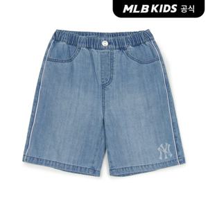 [MLB키즈 공식] 25SS 파이핑 5부 데님 팬츠 NY (L.Blue) 7ADPV0153-50BLL