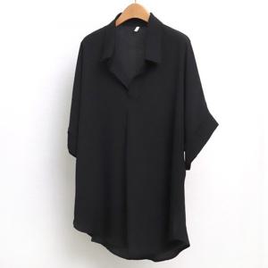 [아이우먼]빅사이즈심플블라우스 5181L408 오픈롤업블라우스 WW