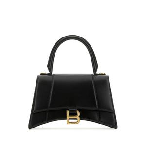 BALENCIAGA 블랙 가죽 스몰 아워글래스 핸드백 5935461QJ4M 1000