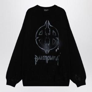 BALENCIAGA 프린트가 들어간 블랙 코튼 블렌드 점퍼 793662T3324XHBALEN-1070