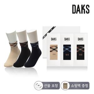 닥스양말 숙녀 무압박단목 체크 3족세트 24485