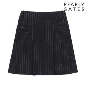 파리게이츠 (521E2PC401BK) 여성 스트라이프 버튼 플리츠 큐롯 스커트