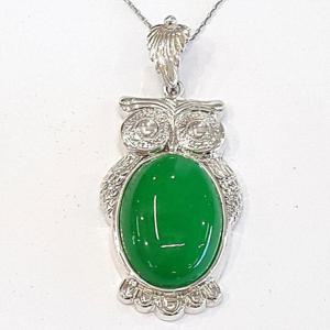 [블루케이] A부엉이 비취칼세도니원석목걸이250206-23