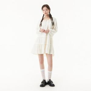 플라스틱아일랜드  (PR2WO401) 타이 리본 보헤미안 원피스