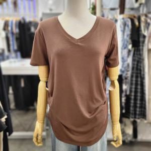 [밸리걸]브이넥 옆셔링 무지 반팔 티셔츠 224802