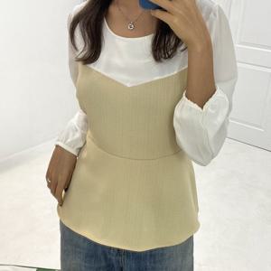 [아이우먼]빅사이즈 401 배색A라인셔링블라우스 DYPQ539