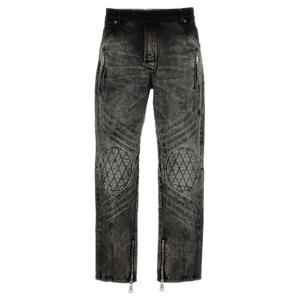 Balmain 지퍼 디테일 블리치 모터 데님 진 CH1MI058DE01 9FK TP934445406