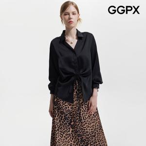 GGPX  오픈 카라넥 페이크 버튼 셔링 블라우스 (GP9SH022F)