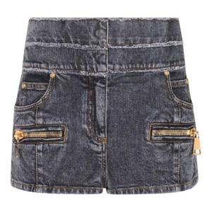 Balmain 하이 웨이스트 페이디드 데님 미니 쇼츠 AF1MA095DD10 0PC TP942262671