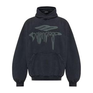 발렌시아가 후드 티셔츠 803265 TRVS91013 Black