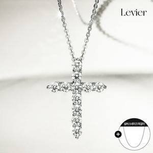 르비에 18K 모이사나이트 크로스 목걸이+Silver925 스네이크 목걸이