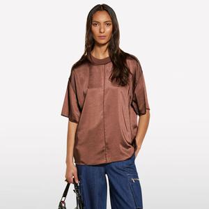 [시슬리] 오버핏 실키 반팔 블라우스_5KANLQ08LBR