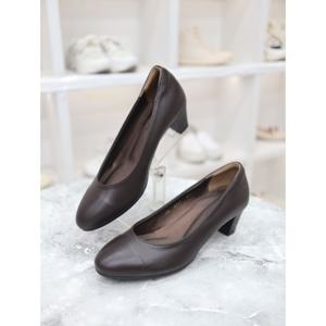 [블리아르]가죽 라운드 미들힐 쿠션 펌프스 5cm MDBL100200
