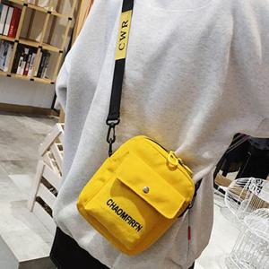 캔버스 사각 미니백 크로스백 여행 보조가방 여권가방