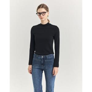 헤지스 여성 24FW BEST하프넥 긴팔 티셔츠 블랙 HSTS4DC93BK