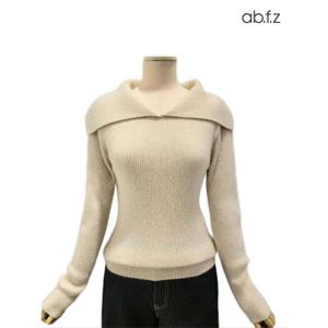 [에이비에프지]빅 카라 포인트 폭스 골지 긴팔 니트 APZ4QW37K