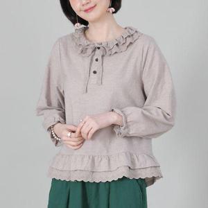 [애비뉴투지]엄마옷 슈가 레이스 카라 리본 순 면 여성 봄 가을 긴팔 블라우스 B03347 50대 60대