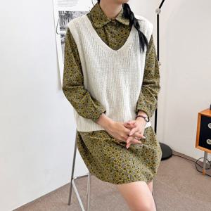 블레오 여성 봄 가을 브이넥 데일리 니트 조끼 베스트