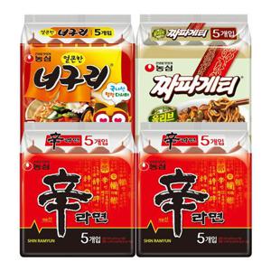 농심 봉지라면 혼합 20봉 (신라면10+너구리5+짜파게티5)