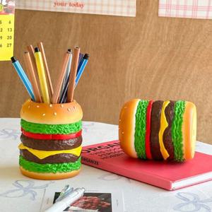 햄버거 연필꽂이 펜홀더 데스크테리어 책상 정리 특이한 선물