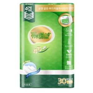 천연펄프 4겹 휴지 고급롤 화장지 24m 30롤 1개
