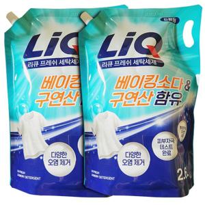 리큐 액체세제 프레쉬 2.6Lx2 리필 드럼세탁기 세탁 빨래 베이킹소다 구연산
