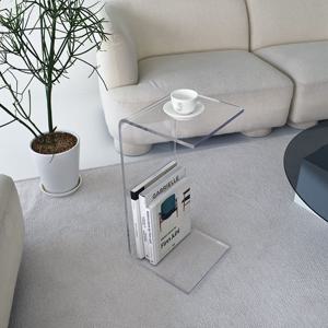 [리퍼] 고스트 투명 아크릴 거실 사이드테이블 소파 보조테이블 65cm
