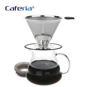 스텐 유리핸드드립세트 600ml(유리커피서버+스텐이중망드리퍼/필터)커피필터 (CDG2)