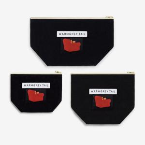 암체어 라벨 스탠딩 파우치 - 블랙 (3size)